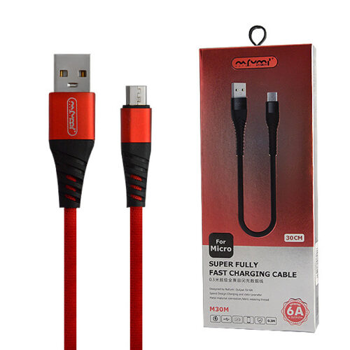 nafumi kabel usb micro 6a czerwony 6000mah quick charger qc 3.0 30cm nfm-a32