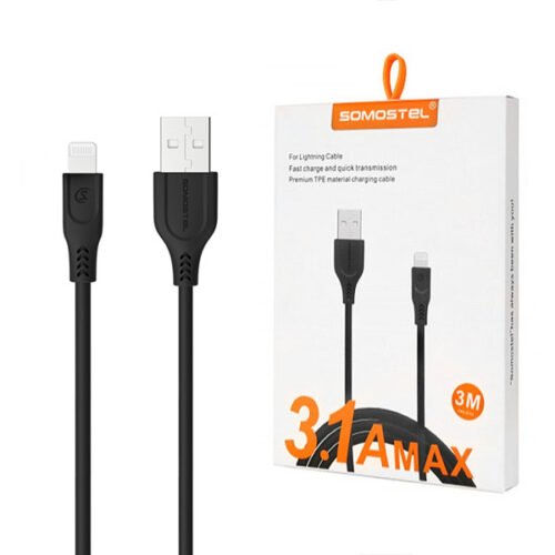 somostel kabel usb - lightning 3.1a 30w 1m quick charge qc3.0 czarny powerline sms-bt03