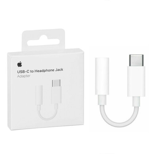 apple adapter typ-c do mini jack 3,5mm przejściówka biały iphone box