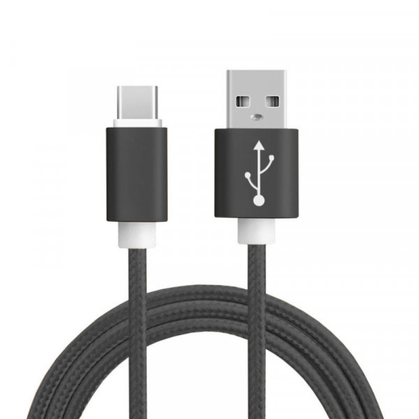 economy kabel usb typ-c nylon czarny qc2.0