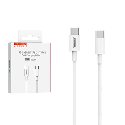somostel kabel typ-c - typ-c 5a 18w 1.2m power delivery pd biały powerline sms-bt10