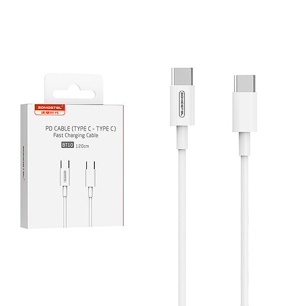 somostel kabel typ-c - typ-c 5a 18w 1.2m power delivery pd biały powerline sms-bt10