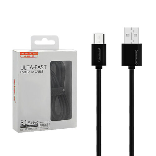 kabel usb micro 3a somostel czarny 3100mah quick charger 1.2m sms-bp02