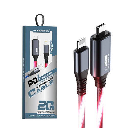 somostel kabel typ-c - lightning 3.1a 20w 1.2m quick charge qc3.0 czerwony sms-by02