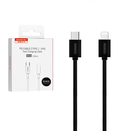kabel usb iphone do typ-c 5a 20w somostel czarny 5000mah power delivery 1.2m pd sms-bt10 fast usb-c