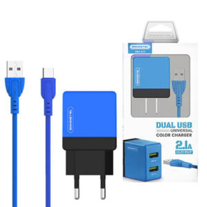denmen biała ładowarka sieciowa usb + kabel typ-c dc09t-w 2,4a