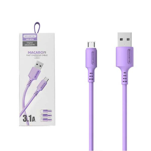 somostel kabel usb - microusb 3.1a 30w 1.2m quick charge qc3.0 fioletowy sms-bp06
