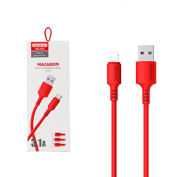 somostel kabel usb - lightning 3.1a 30w 1.2m quick charge qc3.0 czerwony sms-bp06