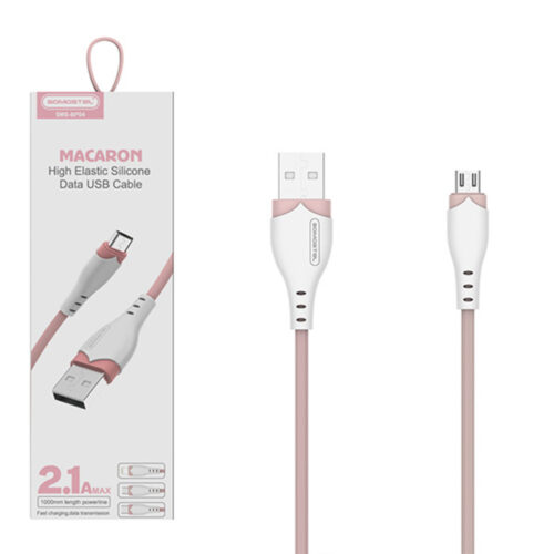 somostel kabel usb - microusb 2.1a 18w 1.2m quick charge qc3.0 różowy powerline sms-bp04