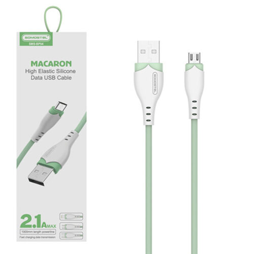 somostel kabel usb - microusb 2.1a 18w 1.2m quick charge qc3.0 zielony sms-bp04