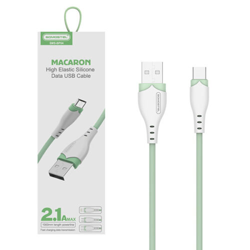 somostel kabel usb - typ-c 2.1a 20w 1.2m quick charge qc3.0 zielony powerline sms-bp04