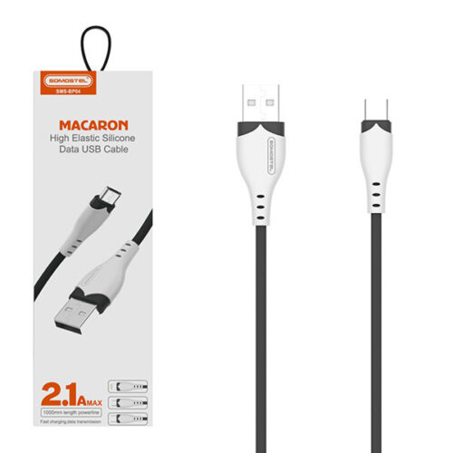 somostel kabel usb - typ-c 2.1a 20w 1.2m quick charge qc3.0 czarny powerline sms-bp04