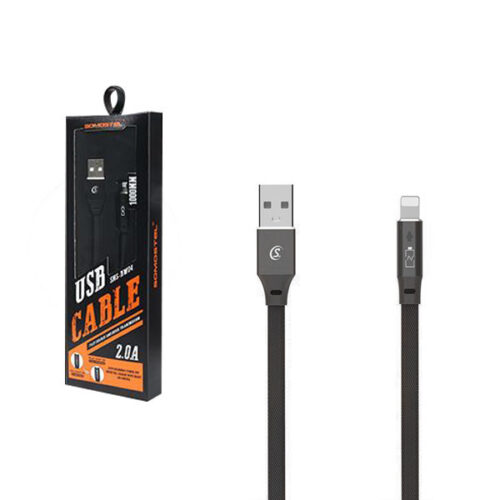 somostel kabel wzmacniany usb - lightning 2.4a 30w 1m quick charge qc3.0 czarny sms-bw04
