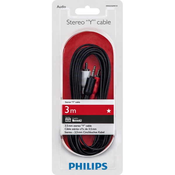 kabel stereo 3m philips chinch rca do jack 3,5 cala phil-swa2520w/10