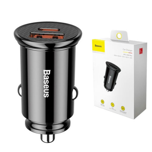 baseus ładowarka samochodowa usb+typ-c 30w czarny ccall-ys01