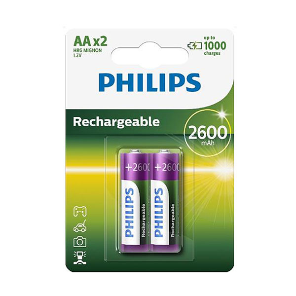 bateria philips aa lr6 blister 2szt akumulator 2600mah phil-r6b2a260/10
