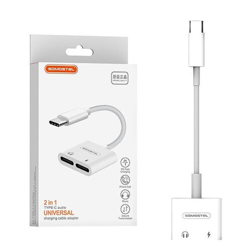 somostel adapter hf usb typ c - usb typ c + zasilanie biały sms-bz06