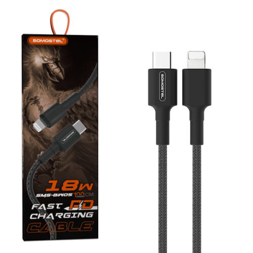 somostel kabel typ-c - lightning 3.6a 18w 1m power delivery pd czarny powerline sms-bw05