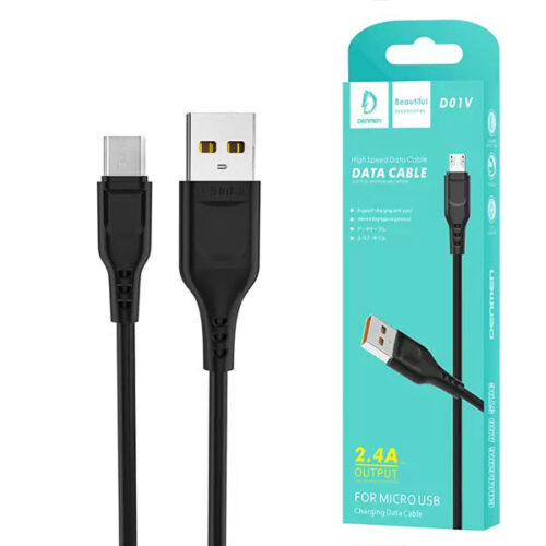 kabel usb micro denmen czarny 2.4a 1m d01v-b