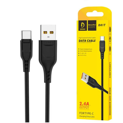denmen kabel d01 usb - typ-c 2.4a 1m quick charge qc3.0 czarny