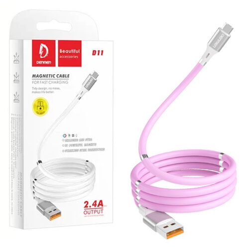 kabel usb typ-c denmen różowy d11t magnetyczny