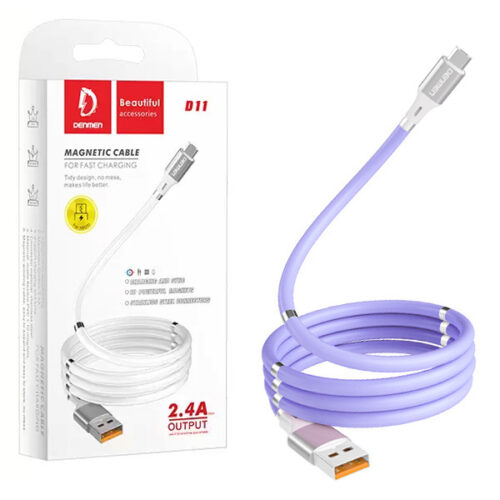kabel usb typ-c denmen fioletowy d11t magnetyczny