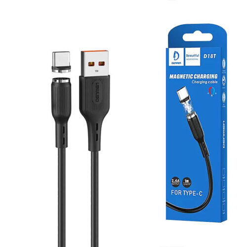 denmen kabel usb typ-c 2.4a czarny d18 magnetyczny