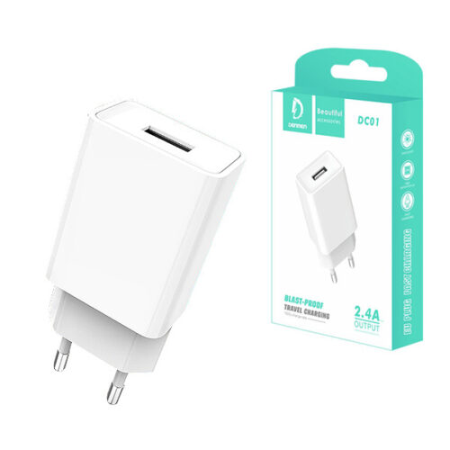 ładowarka sieciowa 2.4a denmen biała 2400ma dc01 12w single