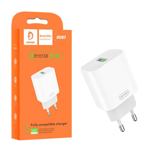 denmen ładowarka sieciowa dc07 usb 3.6a 18w biały