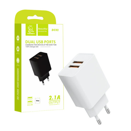 denmen ładowarka sieciowa dc02 2xusb 2.1a 10w biały dc02w