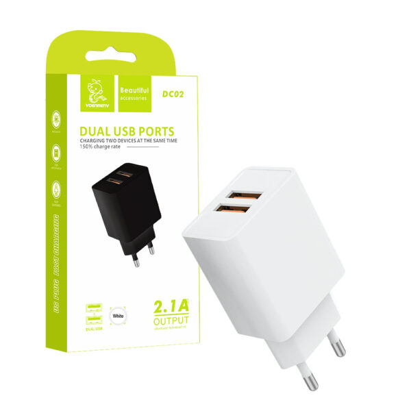 denmen ładowarka sieciowa dc02 2xusb 2.1a 10w biały dc02w