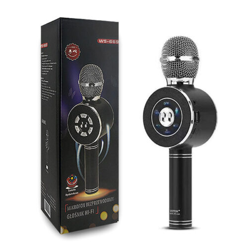 trusty mikrofon karaoke czarny bezprzewodowy z wbudowanym głośnikiem