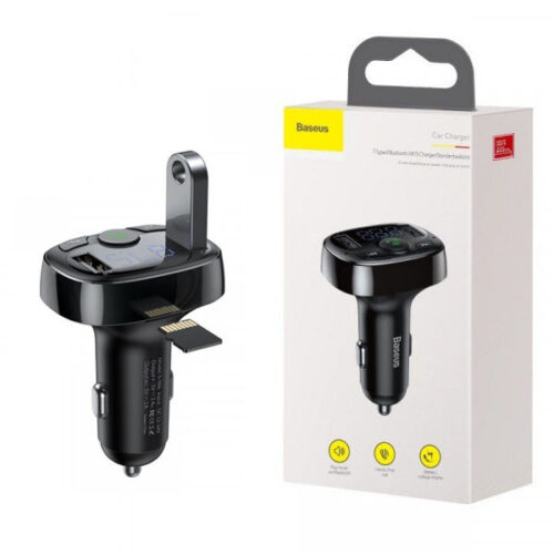transmiter fm bluetooth baseus + ładowarka 2,1a zestaw głośnomówiący 2xusb microsd cctm-01