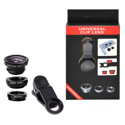 zestaw 3w1 obiektyw rybie oko fish eye szeroki kąt wide angle makro macro do telefonu vis