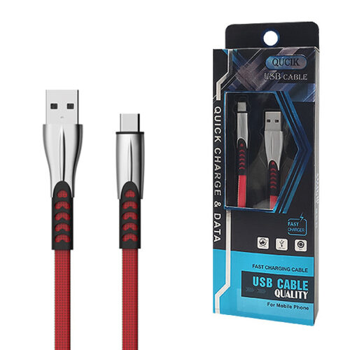 ecobox kabel usb typ-c 2.4a czerwony quick charger qc 3.0 1m bw02