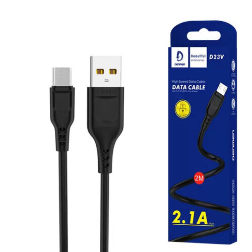 kabel usb micro denmen czarny usb 2.1a 2m d23
