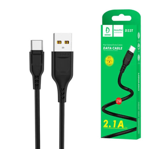 denmen kabel d23 usb - typ-c 2.1a 12w 2m qc3.0 czarny d23t