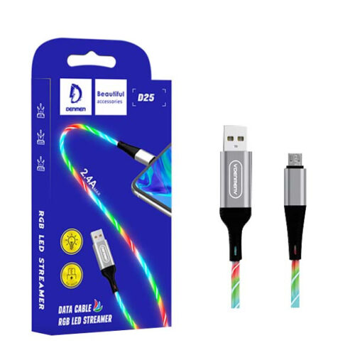 denmen kabel usb micro denmen led stremer 1m srebrny d25 2,4a