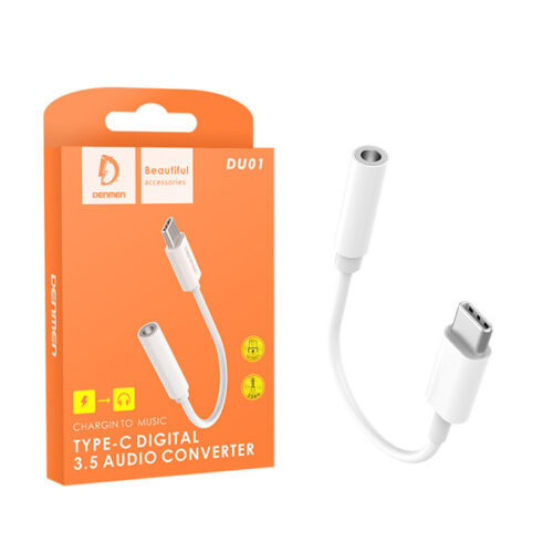 denmen adapter hf du01 typ-c jack 3.5 cala biały du01