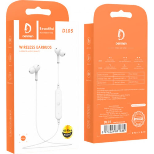 słuchawki douszne stereo bluetooth denmen dl05 czarne kanałowe