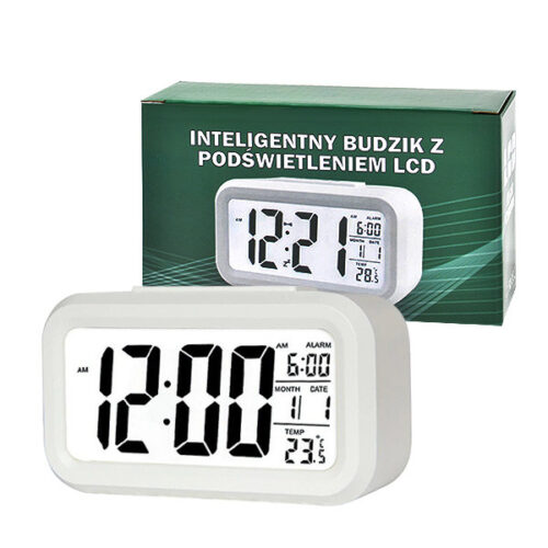 zegar budzik trusty duży lcd biały tr-zg21