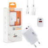 somostel ładowarka sieciowa usb+typ-c + kabel typ-c - usb 3a 20w 1m power delivery pd+qc3.0 biały sms-q01