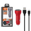 somostel ładowarka samochodowa 2xusb + kabel usb - lightning 5a 1m quick charge qc3.0 czerwony aluminium sms-a89