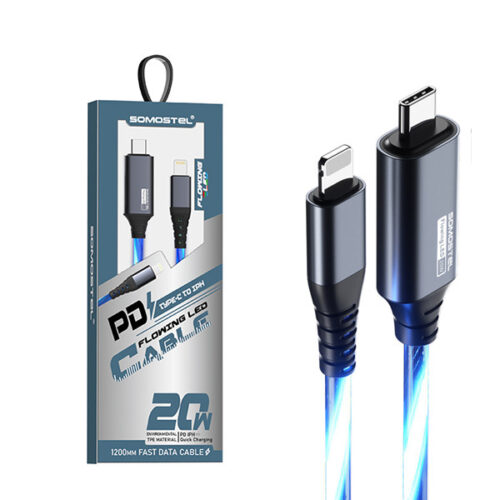 somostel kabel typ-c - lightning 3.1a 20w 1m quick charge qc3.0 niebieski sms-by02