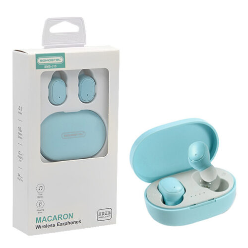 somostel słuchawki bluetooth douszne tws bt 5.0 niebieski stero sms-j13