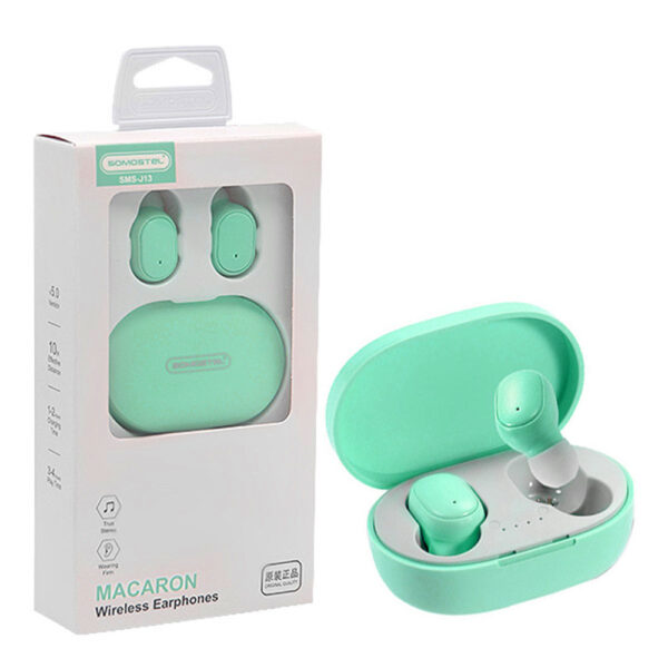 somostel słuchawki bluetooth douszne tws bt 5.0 mietowy stero sms-j13