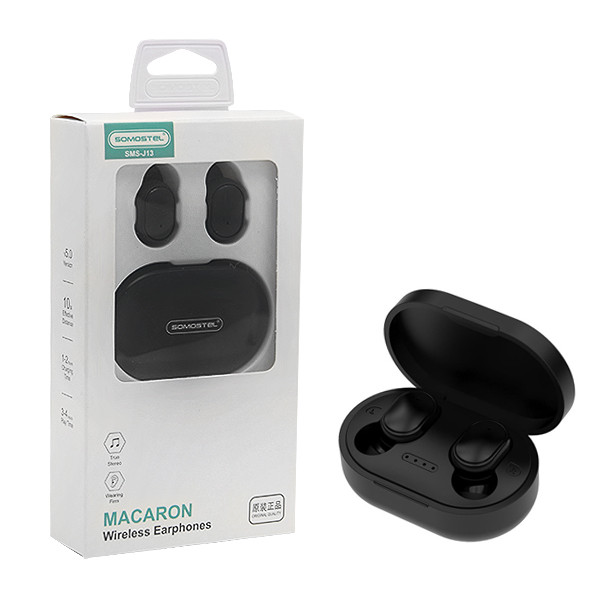somostel słuchawki bluetooth douszne tws bt 5.0 czarny stero sms-j13
