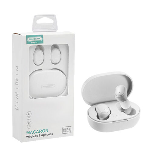 somostel słuchawki bluetooth douszne tws bt 5.0 biały stero sms-j13