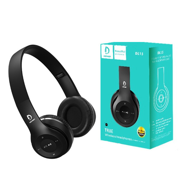 słuchawki nauszne bluetooth denmen stereo czarne dl15
