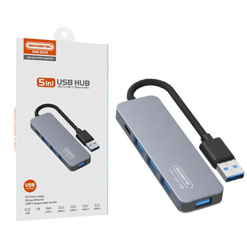 somostel adapter host 4xusb+typ-c typ-c 60w srebrny sms-bz09